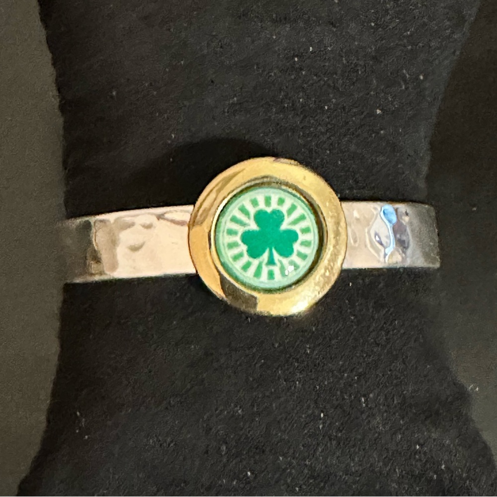 Rustic Cuff Shamrock Clover Bracelet